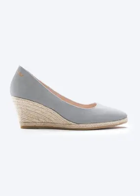 Roses Canvas U Cut Espadrille Wedges | Color: Ash Grey | Size: 10