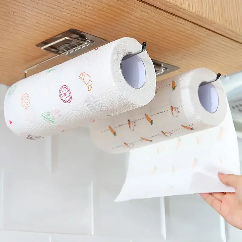 Kitchen Roll Holder, 1 Count Multifunctional Adhesive Household Paper Roll Holder, Tissue Towel Bar, Kitchen Paper Towel Roll...