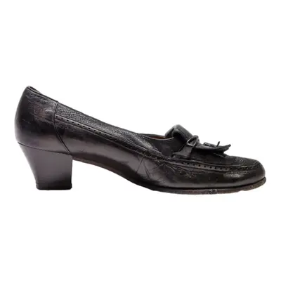 BALLY Loafer Shoes Black Leather Womens UK 6
