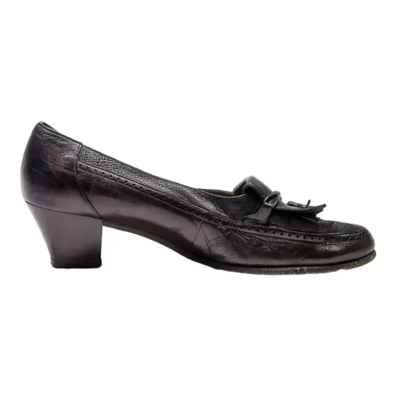BALLY Loafer Shoes Black Leather Womens UK 6