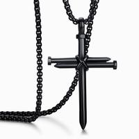 Margaret Cross Jewelry, Stainless Steel Nail Cross Necklace for Men, Necklace for Women with 22\