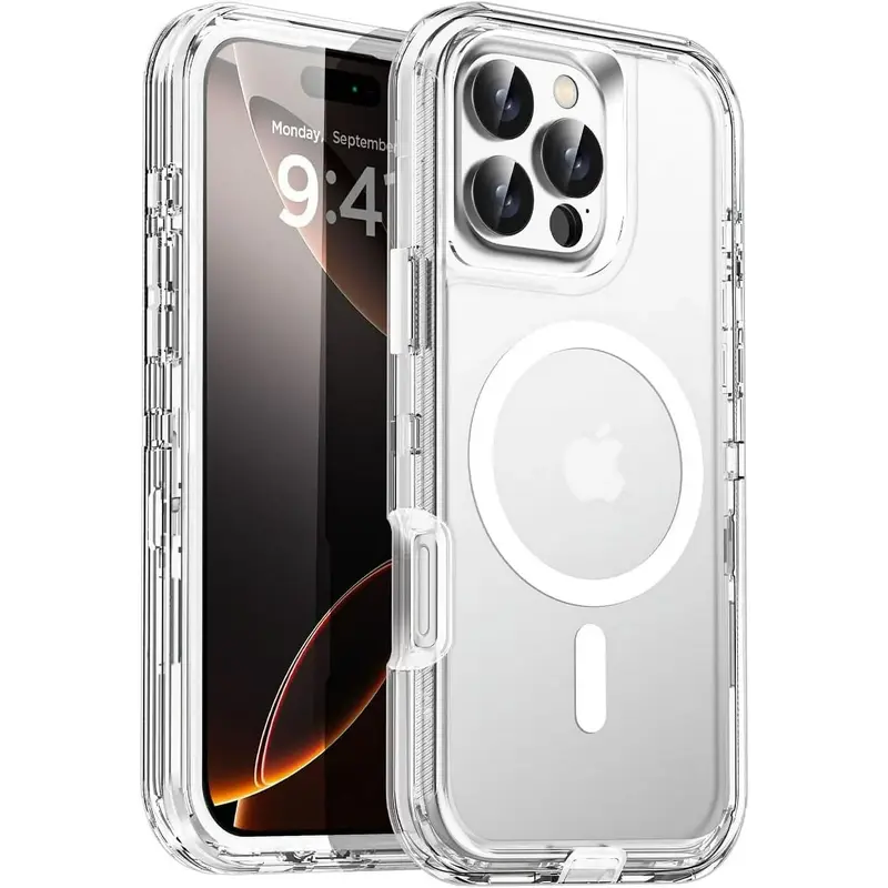 Entronix Case for Apple iPhone 17/16/15/14/13/12/11 Air/Plus/Pro Max - Magnetic Clear Heavy Duty Triple-Layer Cover, Smartpho...