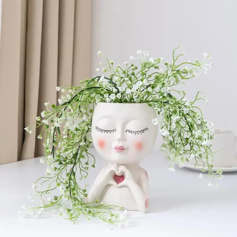 Face Design Flower Pot, Creative Flower Planter with Drainage Holes, Living Room Decor Set, Office Decor, Garden Supplies for...