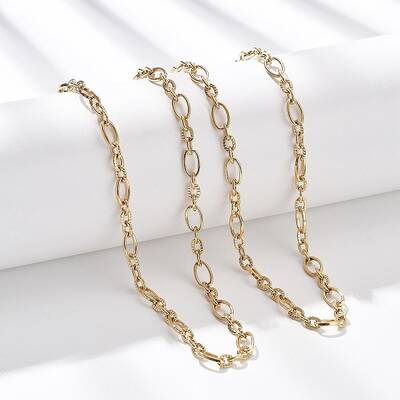5.5MM 304 Stainless Steel Textured Oval Link Chain Necklaces