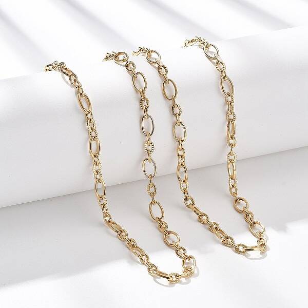 5.5MM 304 Stainless Steel Textured Oval Link Chain Necklaces