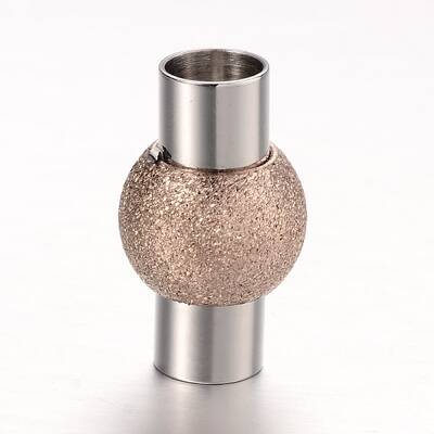 Textured 304 Stainless Steel Column Magnetic Clasps with Glue-in Ends
