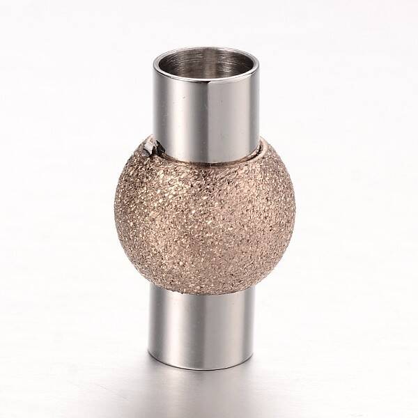 Textured 304 Stainless Steel Column Magnetic Clasps with Glue-in Ends