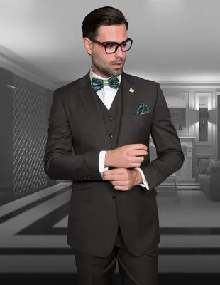 Men's Tailored Fit 100% Wool 3 Piece Suit - Outlet