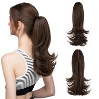 VASILIA Wavy Claw Clip Ponytail Extension 14“ Synthetic Curly Wave Pony Tails Clip in Hair Extension for Women Fake Hair Po...