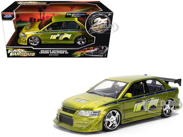 Brian's Mitsubishi Lancer Evolution VII Green Color Brush Finish 2 Fast 2 Furious (2003) Movie 25 Years of Fast & Furious...