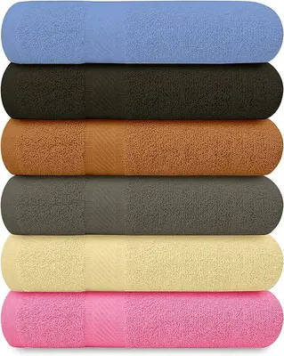 QUBALINENZ 100% Cotton Bath Towels-27x54inch - 6 Pack Shower Towels - Light Weight, Thin Quality Ultra Absorbent Towels for B...