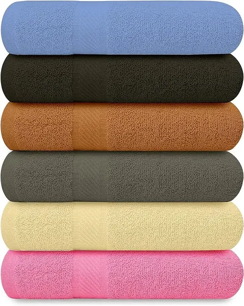 QUBALINENZ 100% Cotton Bath Towels-27x54inch - 6 Pack Shower Towels - Light Weight, Thin Quality Ultra Absorbent Towels for B...