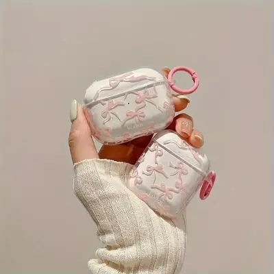 Clear Bow Pattern Earphone Case Cover, Shockproof & Scratch-resistant Earphone Protective Cover, Portable Design Earphone Cas...