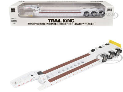 Trail King TK120 Hydraulic Detachable Gooseneck Lowboy Trailer White (Regular Version) Transport Series 1/50 Diecast Model ...