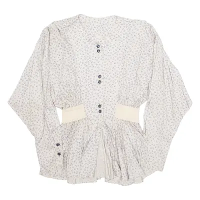 CONFECCOES Womens Printed Shirt Beige Long Sleeve 90s Floral M
