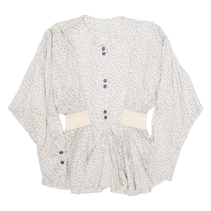 CONFECCOES Womens Printed Shirt Beige Long Sleeve 90s Floral M
