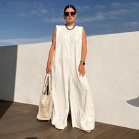 UOOZEE Women's Solid Color Sleeveless Wide Leg Jumpsuit – Basic Style Simple and stylish, highlighting the daily elegance o...