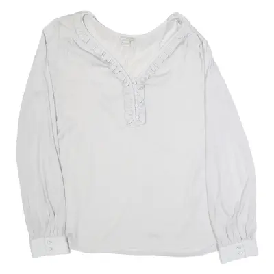 MONSOON Womens Top Grey Long Sleeve Linen UK 14