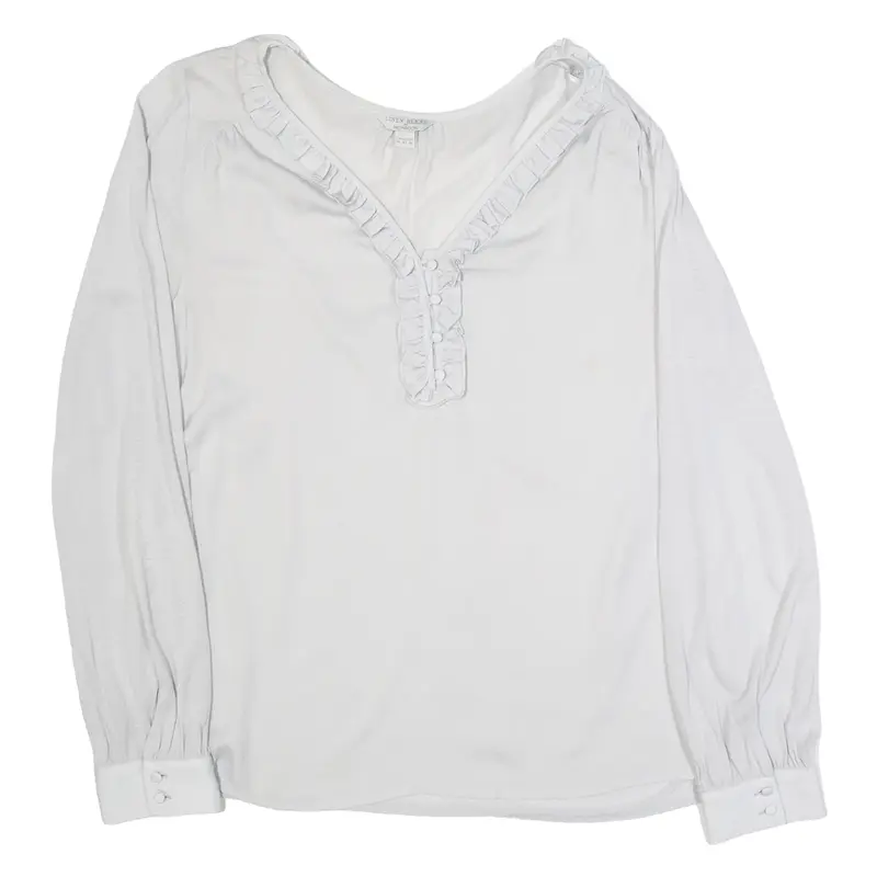 MONSOON Womens Top Grey Long Sleeve Linen UK 14