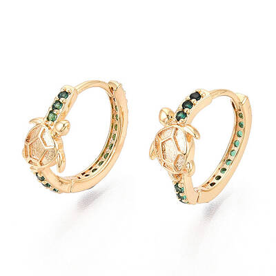 Brass Cubic Zirconia Hoop Earrings