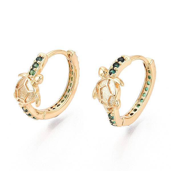 Brass Cubic Zirconia Hoop Earrings