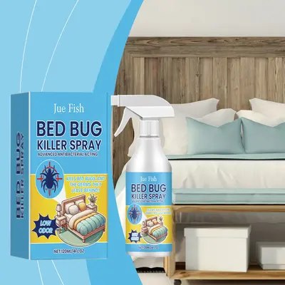 Jue-Fish Bedbug Spray Killer Bedbug Eliminator Dormitory Bed Bedroom Lice and Mite Spray Advanced Antibacterial Acting Low Od...