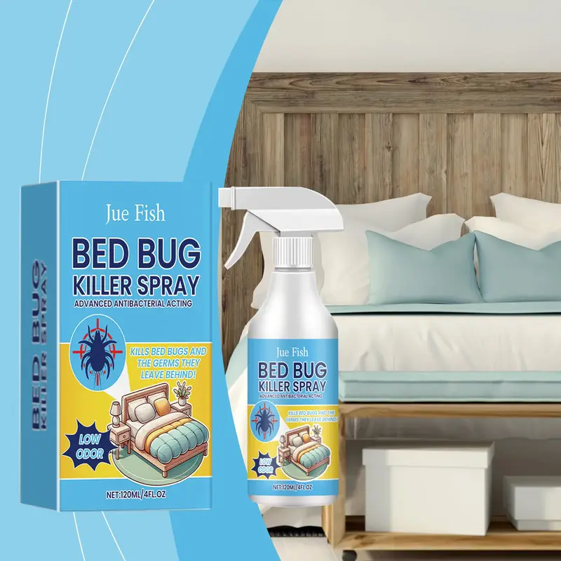 Jue-Fish Bedbug Spray Killer Bedbug Eliminator Dormitory Bed Bedroom Lice and Mite Spray Advanced Antibacterial Acting Low Od...