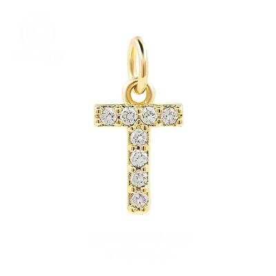 Brass Cubic Zirconia Pendants with Jump Rings