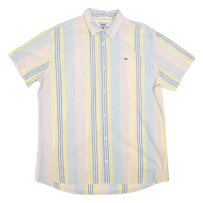 TOMMY JEANS Regular Fit Mens Shirt Blue Striped 2XL