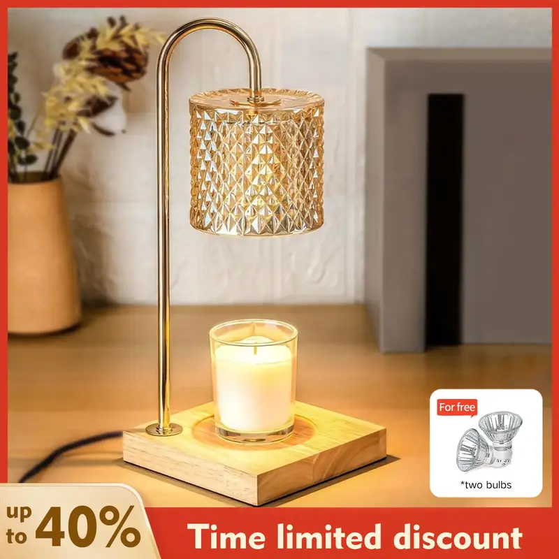 【90%positive feedback】S.Y. Home & Outdoor Candle Warmer Lamp for Jar Candles 2 Bulbs 2/4/8h Timer 4 Level Dimmer Melts fo...