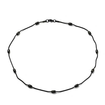 304 Stainless Steel Round Snake Chain Necklace with Oval Beaded