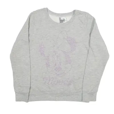 DISNEY Minnie Mouse Rhinestones Sweatshirt Grey Girls 12Y