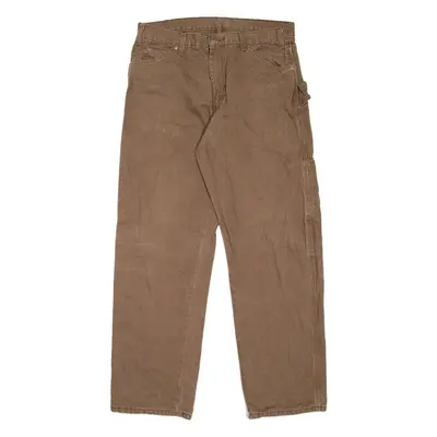 DICKIES Carpenter Workwear Mens Jeans Brown Relaxed Straight W35 L32