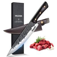 Huusk 8-Inch Chef Knife: Professional Hand Forged, High Carbon Steel Blade. Perfect for Meat, Sushi & Veggies – Perfect Fat...