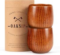 Oaksip - Wooden Whiskey & Bourbon Drinking Glass Tumbler Cup, Bourbon Gifts, Uncharred Old Fashioned Glass, Gifts for Men, Tr...