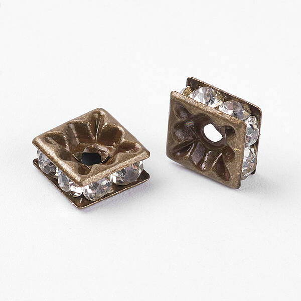 Brass Rhinestone Spacer Beads
