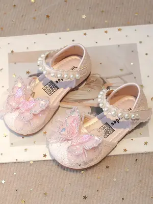 Girl's Cute Glittering Bowknot Design Flat Shoes, Fashionable Princess Shoes for Party, Daily Clothing Decor for Girls