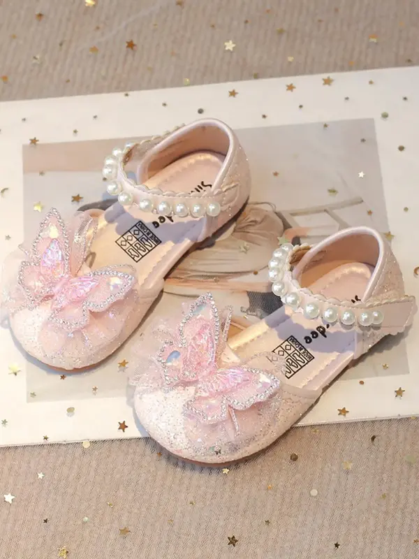Girl's Cute Glittering Bowknot Design Flat Shoes, Fashionable Princess Shoes for Party, Daily Clothing Decor for Girls