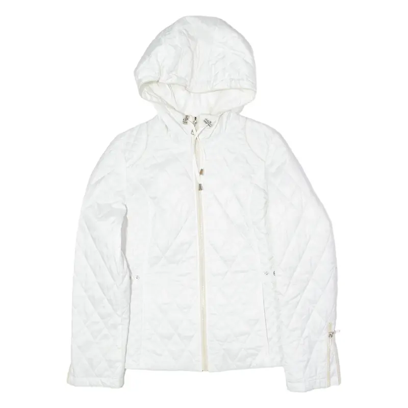 NAUTICA Womens Quilted Jacket White Hooded Diamond S