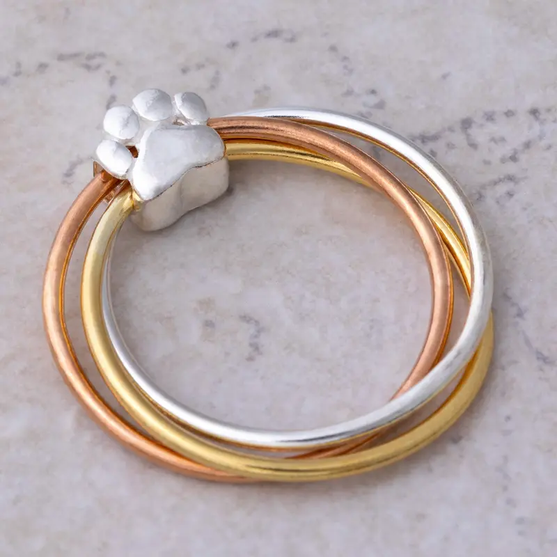 Paw Print Sterling Silver Fidget Ring - 7