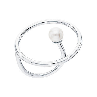 Elegant S925 Silver Freshwater Pearl Round Ring