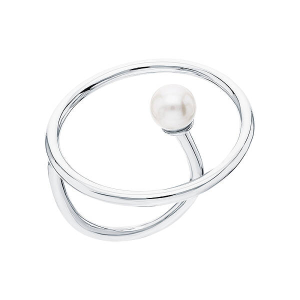 Elegant S925 Silver Freshwater Pearl Round Ring