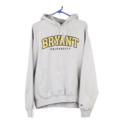 Bryant University Champion College Hoodie - Large Grey Cotton Blend