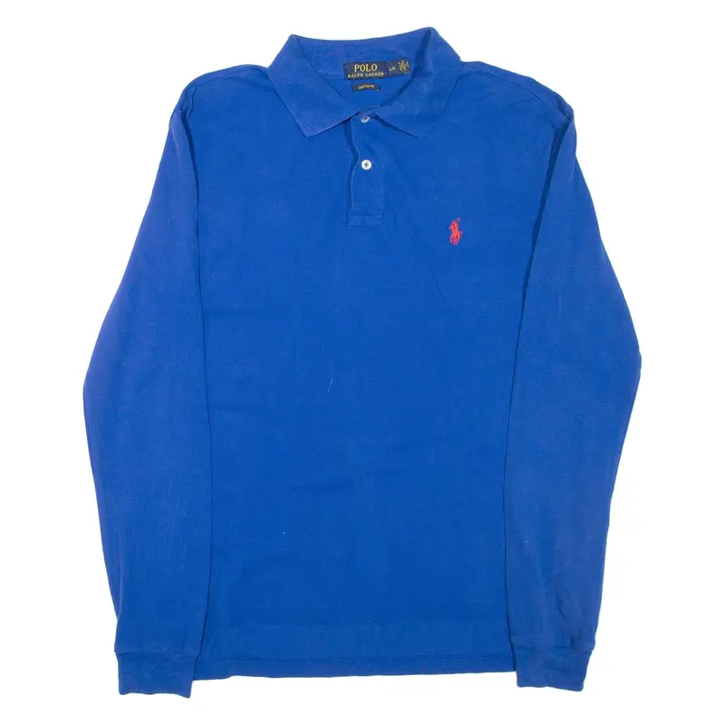 POLO RALPH LAUREN Custom Fit Mens Polo Shirt Blue Long Sleeve L