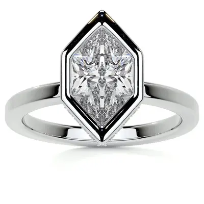 10K White Gold Marquise Cut Solitaire Moissanite Engagement Ring