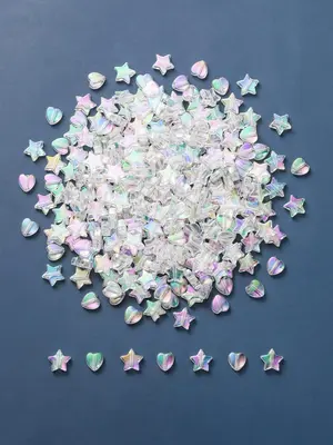 Cute Heart & Star Beads Set, Clear Acrylic Beads for DIY Bracelet & Necklace & Keychain, Fashion Exquisite DIY Jewelry for D...