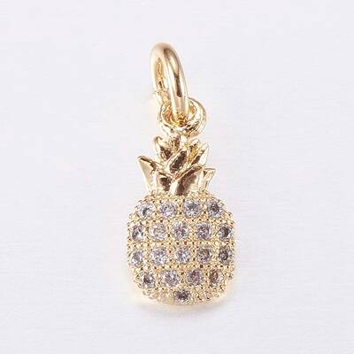 Brass Micro Pave Cubic Zirconia Charms