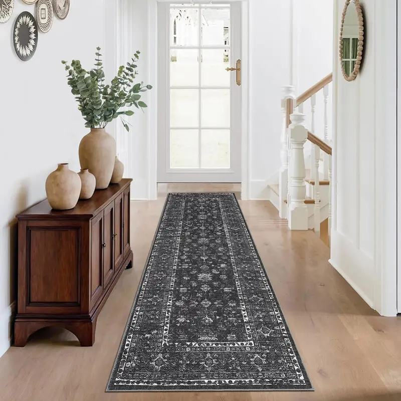 Garvee Kitchen Rug 2x6 Vintage Floral Non-Slip Stain Resistant Washable TPR Backing Low Pile for Entryway Bedroom Bathroom
