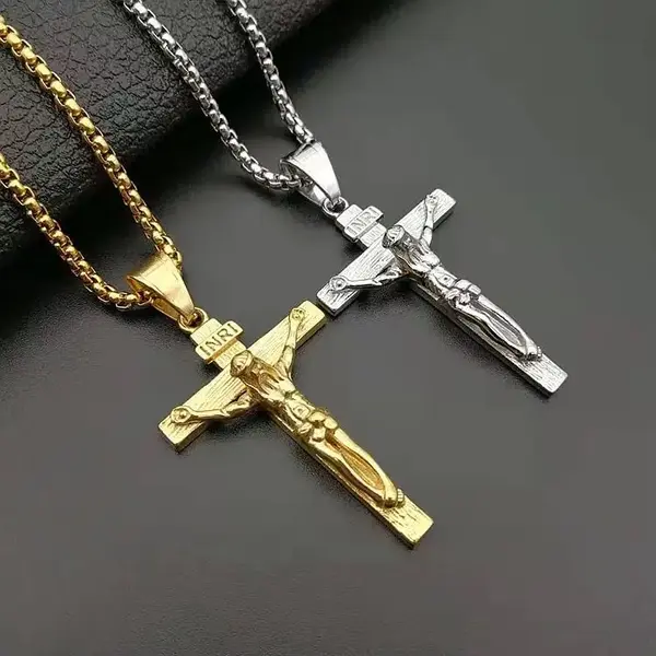 XINCUIYU Stainless steel Jesus Cross Pearl Strand Necklace Lucky Man & Woman Jewelry, Fashion Accessories, Queue & Beach Dail...