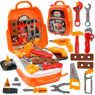 ToolKitToyforKids Kids 22PCS Tool Set -Construction Toy with Toolbox &Electronic Drill, Pretend Play forToddlers Aged 3-7, Bi...
